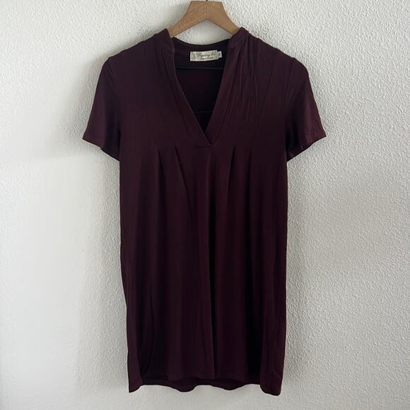 Fighting Eel Eggplant Maroon Purple V Neck Stretchy Dress Hawaii Paradise Aloha - Picture 1 of 6